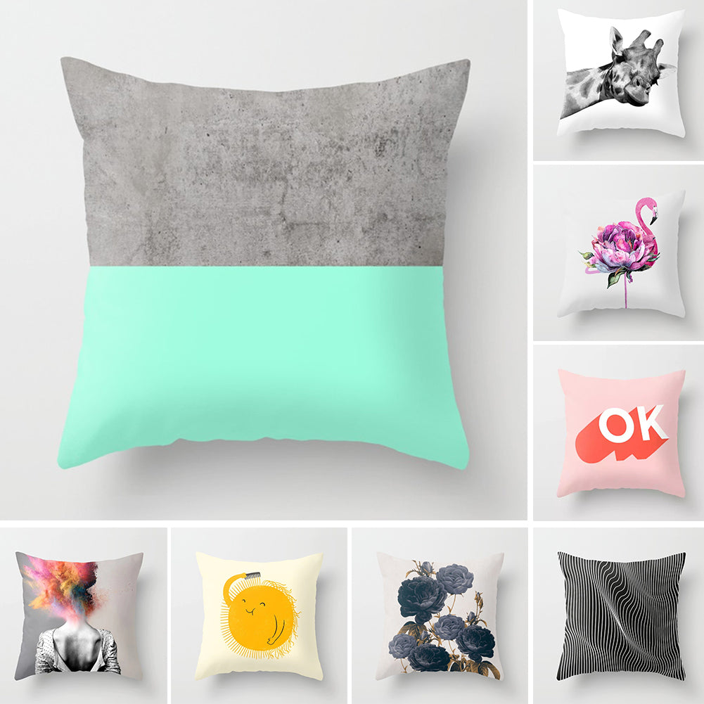 Modern Art Cactus Flower Flamingo Cushion Cover Throw Pillow Case Home Decor