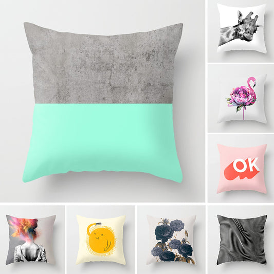 Modern Art Cactus Flower Flamingo Cushion Cover Throw Pillow Case Home Decor