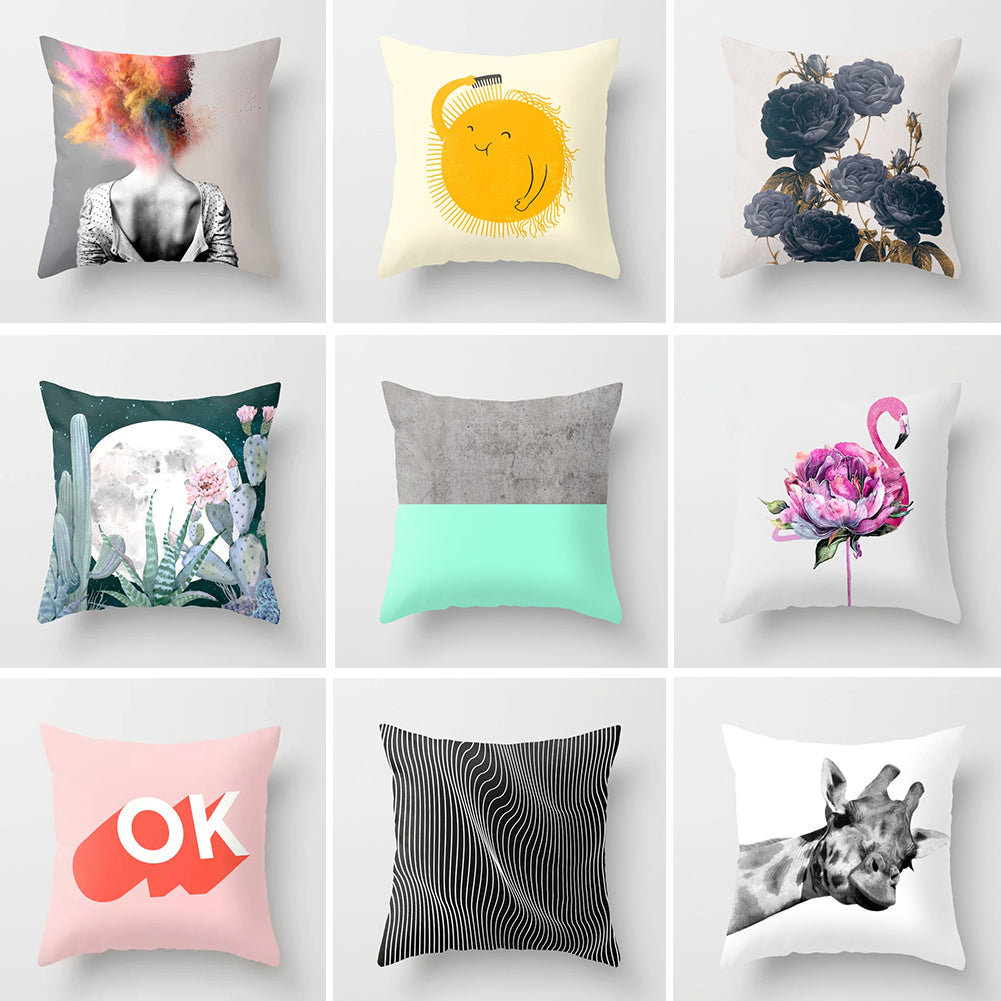 Modern Art Cactus Flower Flamingo Cushion Cover Throw Pillow Case Home Decor