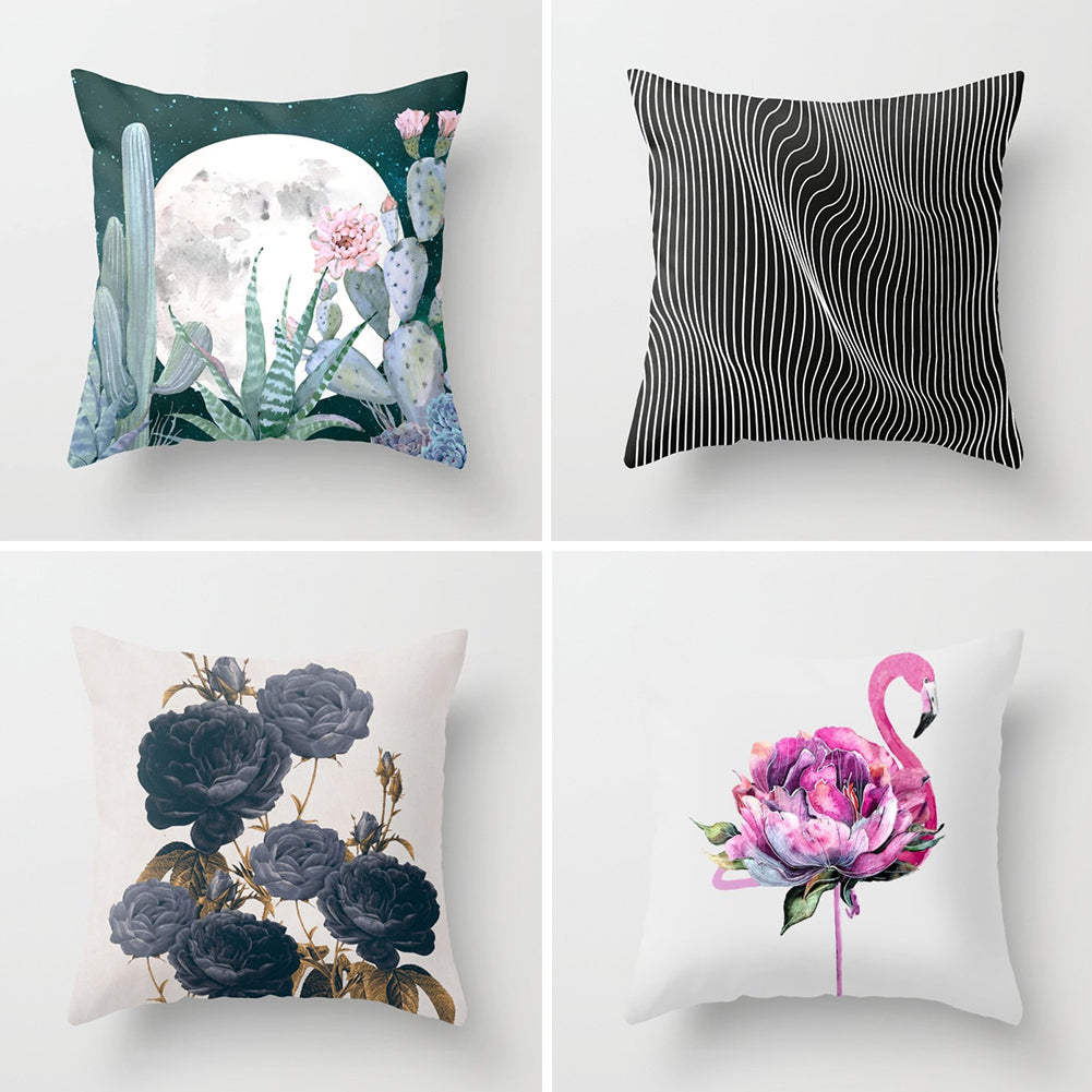Modern Art Cactus Flower Flamingo Cushion Cover Throw Pillow Case Home Decor