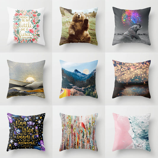 Modern Birds Floral Printing Pillow Case Cushion Cover Square Shape Home Decor