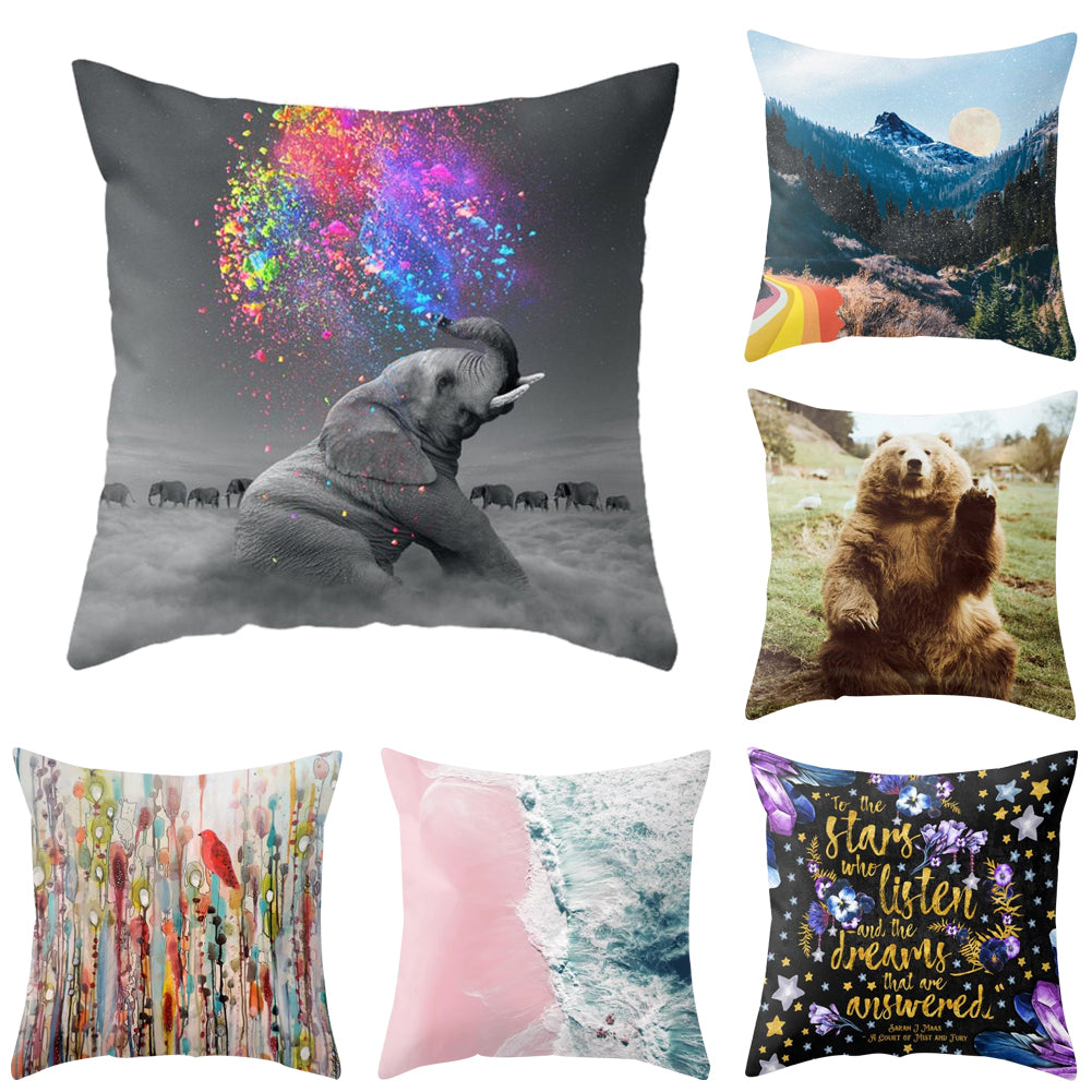 Modern Birds Floral Printing Pillow Case Cushion Cover Square Shape Home Decor