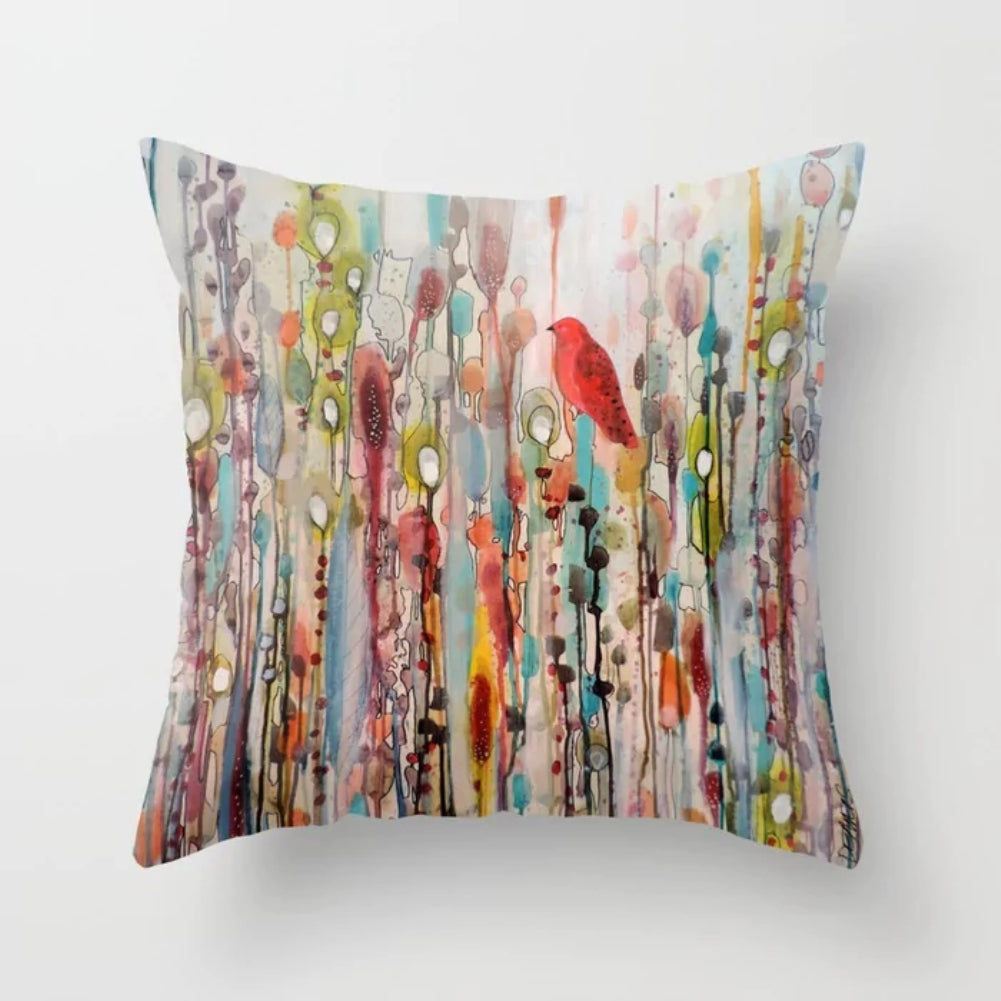 Modern Birds Floral Printing Pillow Case Cushion Cover Square Shape Home Decor
