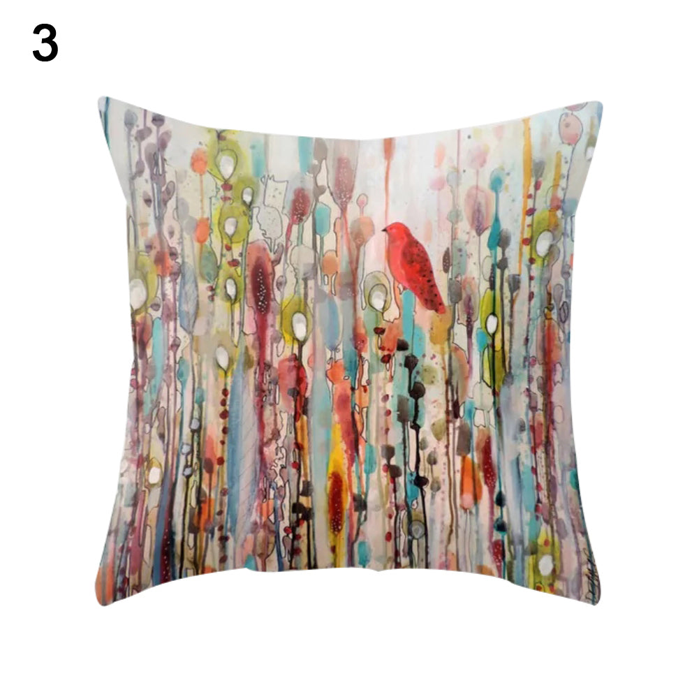 Modern Birds Floral Printing Pillow Case Cushion Cover Square Shape Home Decor
