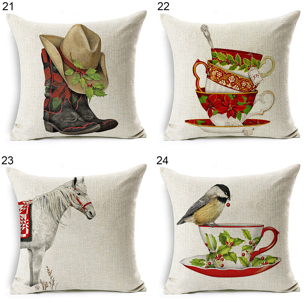 Christmas Dog Santa Claus Reindeer Cushion Cover Throw Pillow Case Sofa Decor