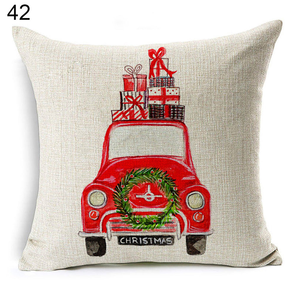 Christmas Dog Santa Claus Reindeer Cushion Cover Throw Pillow Case Sofa Decor