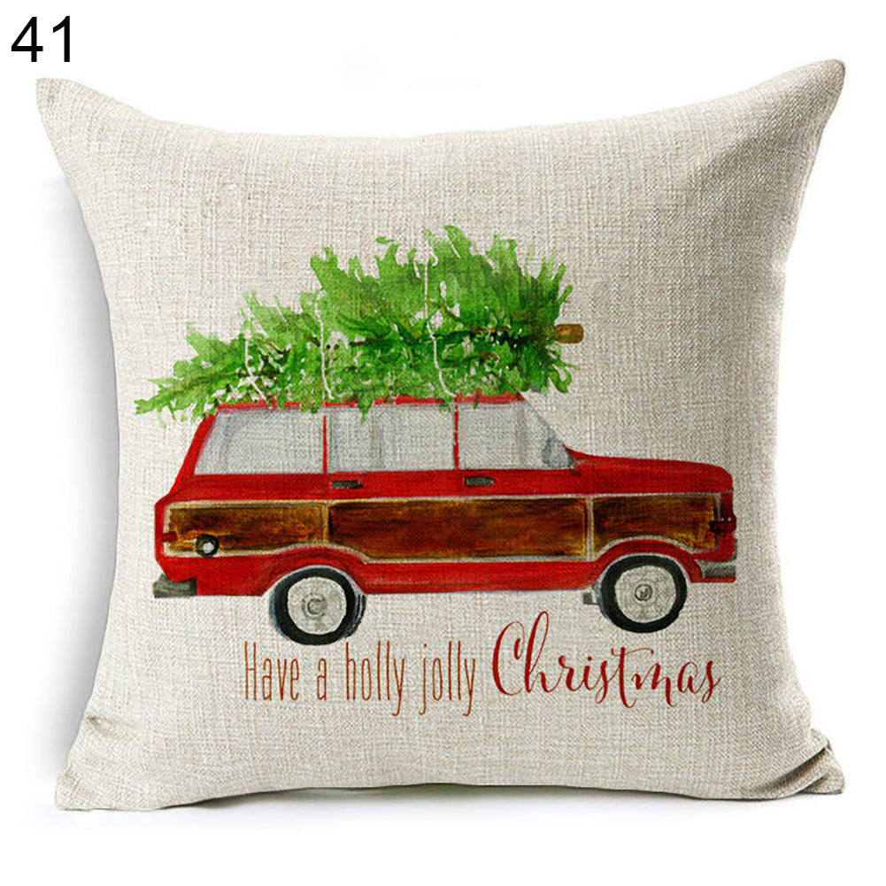 Christmas Dog Santa Claus Reindeer Cushion Cover Throw Pillow Case Sofa Decor