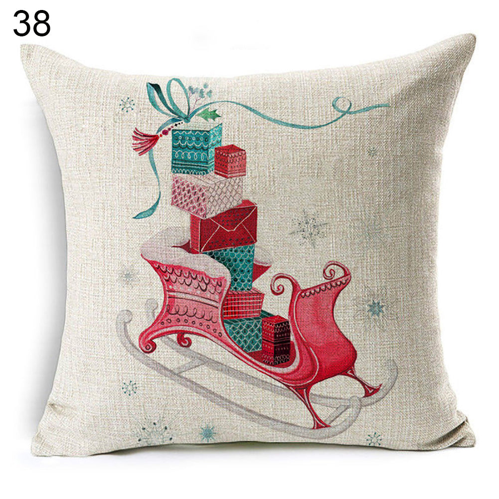 Christmas Dog Santa Claus Reindeer Cushion Cover Throw Pillow Case Sofa Decor