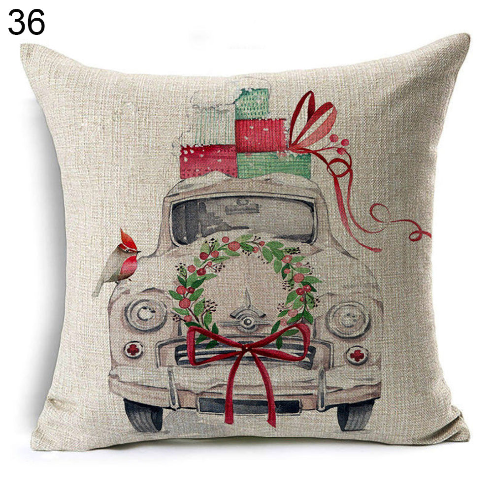 Christmas Dog Santa Claus Reindeer Cushion Cover Throw Pillow Case Sofa Decor