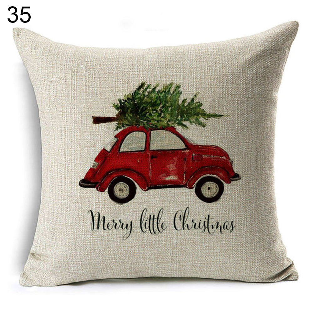 Christmas Dog Santa Claus Reindeer Cushion Cover Throw Pillow Case Sofa Decor