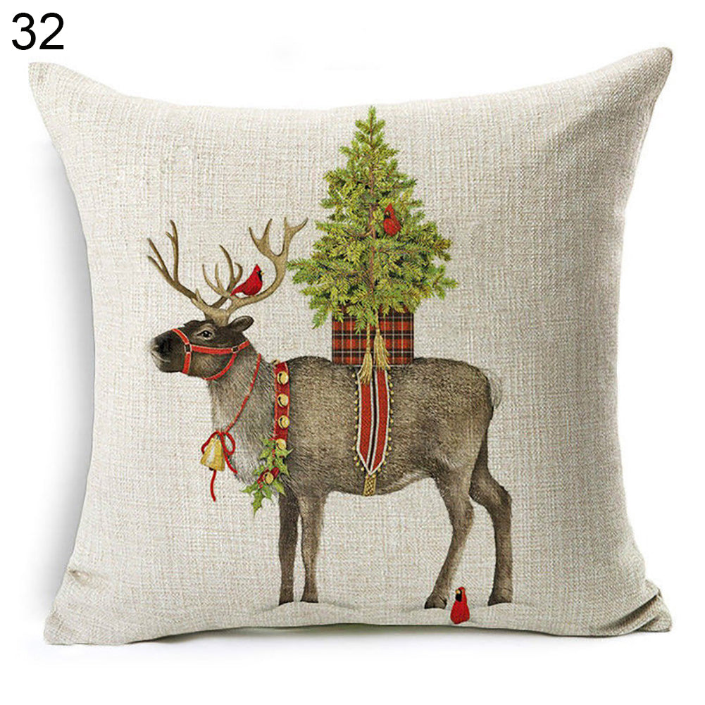 Christmas Dog Santa Claus Reindeer Cushion Cover Throw Pillow Case Sofa Decor