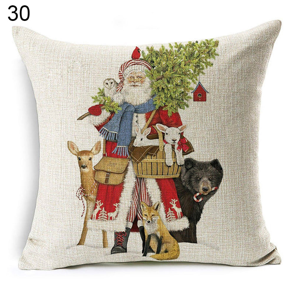 Christmas Dog Santa Claus Reindeer Cushion Cover Throw Pillow Case Sofa Decor