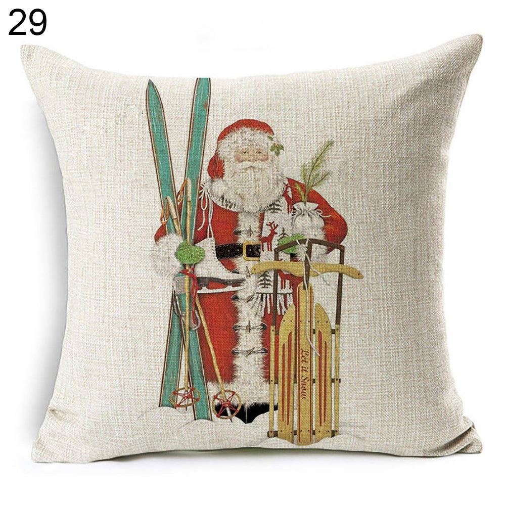 Christmas Dog Santa Claus Reindeer Cushion Cover Throw Pillow Case Sofa Decor