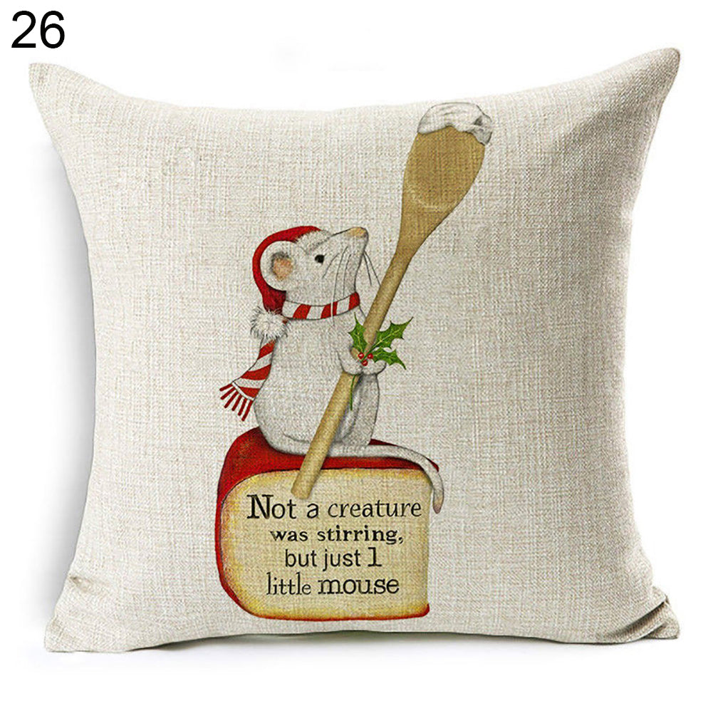 Christmas Dog Santa Claus Reindeer Cushion Cover Throw Pillow Case Sofa Decor