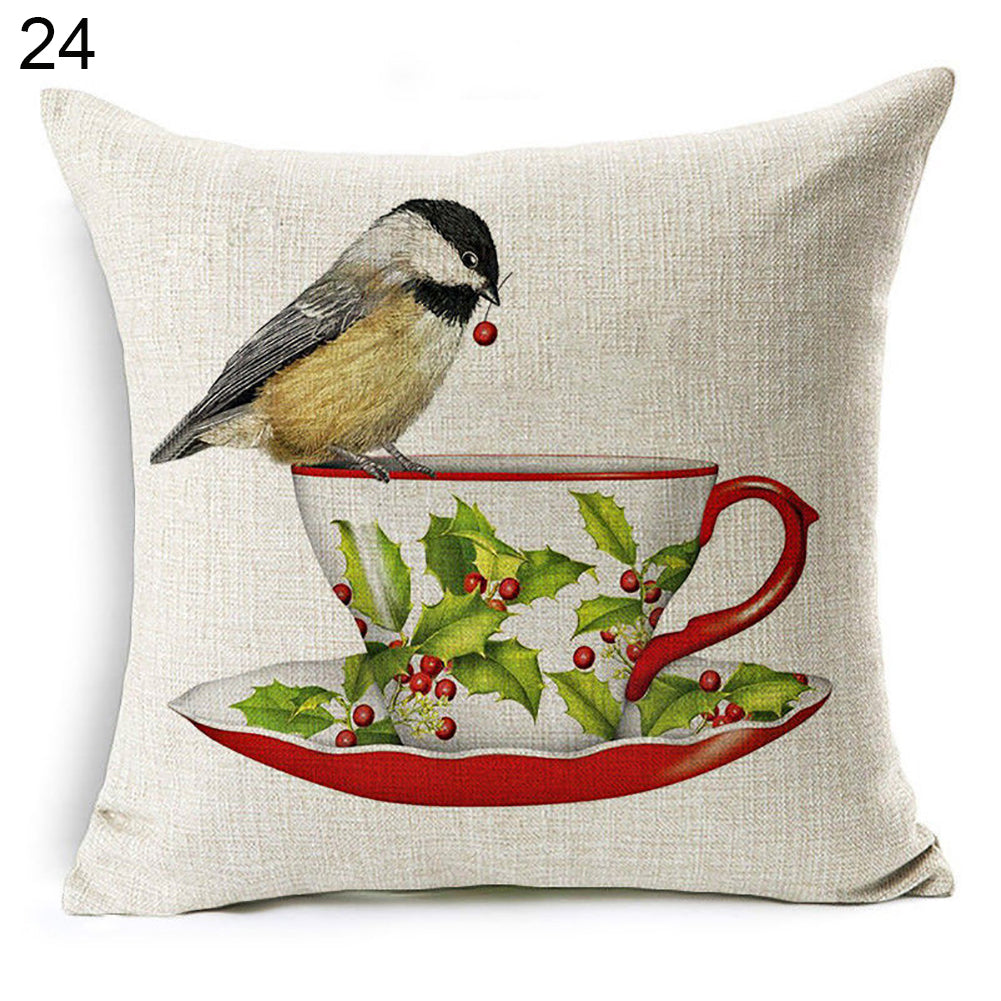 Christmas Dog Santa Claus Reindeer Cushion Cover Throw Pillow Case Sofa Decor