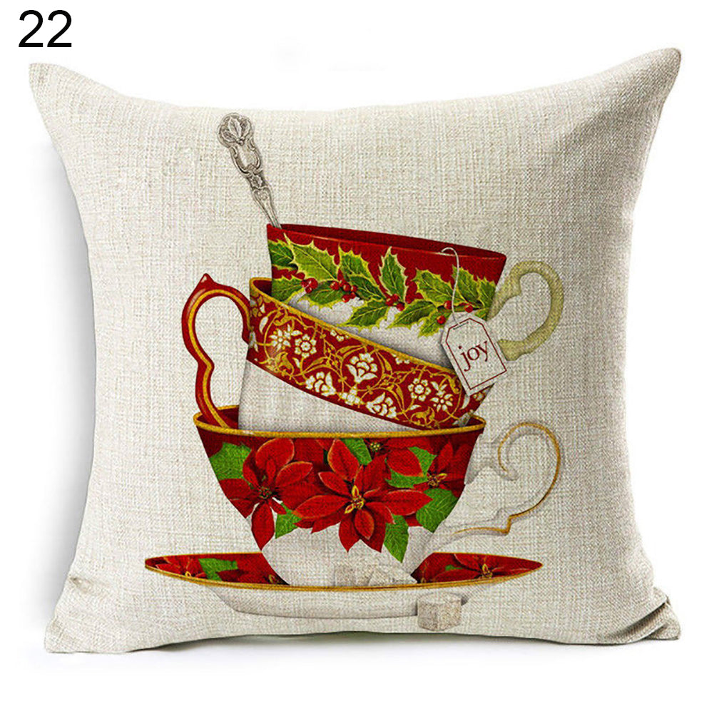 Christmas Dog Santa Claus Reindeer Cushion Cover Throw Pillow Case Sofa Decor