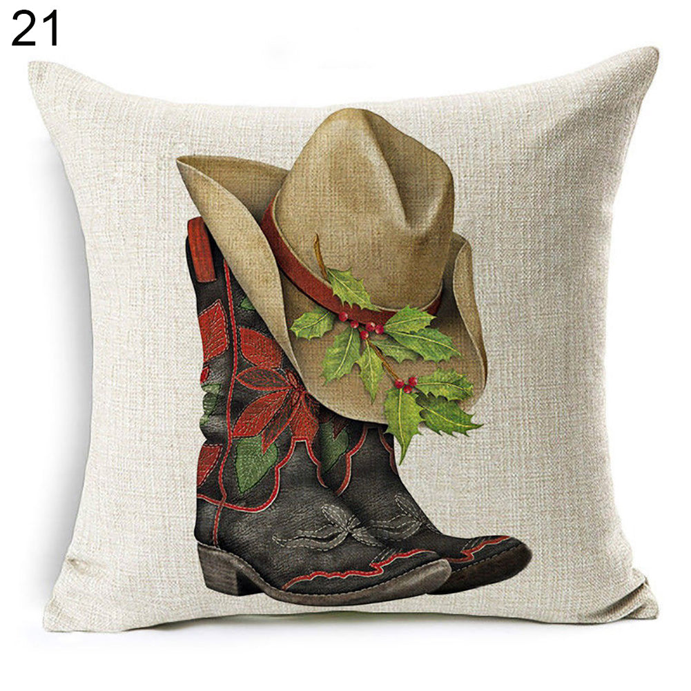 Christmas Dog Santa Claus Reindeer Cushion Cover Throw Pillow Case Sofa Decor