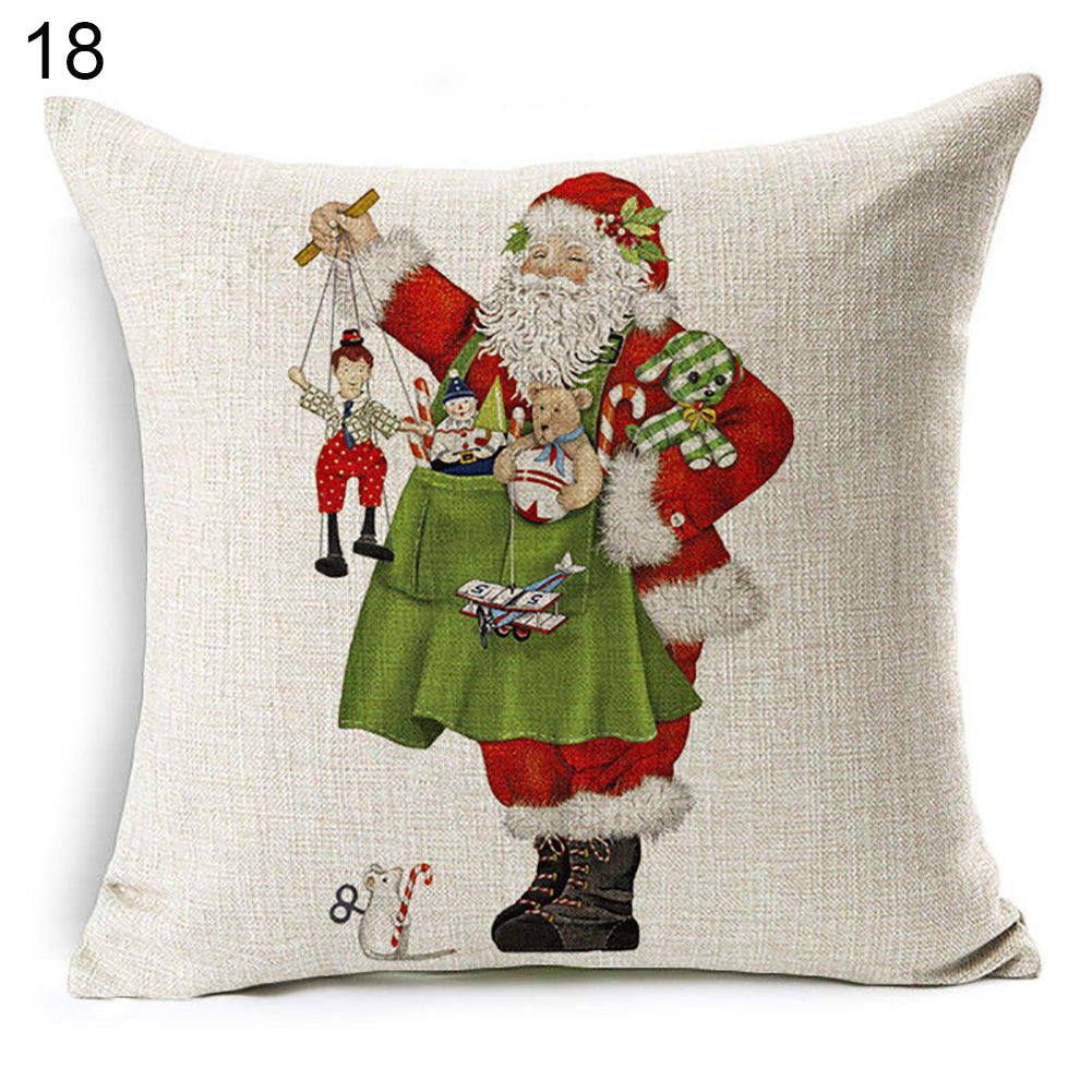Christmas Dog Santa Claus Reindeer Cushion Cover Throw Pillow Case Sofa Decor