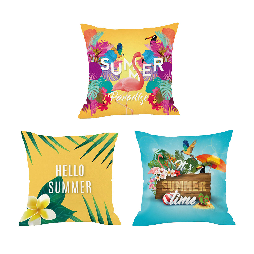 Colorful Tropical Leaves Flamingo Peach Skin Pillow Cover Cushion Decor Case