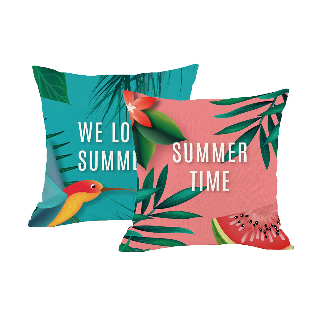 Colorful Tropical Leaves Flamingo Peach Skin Pillow Cover Cushion Decor Case