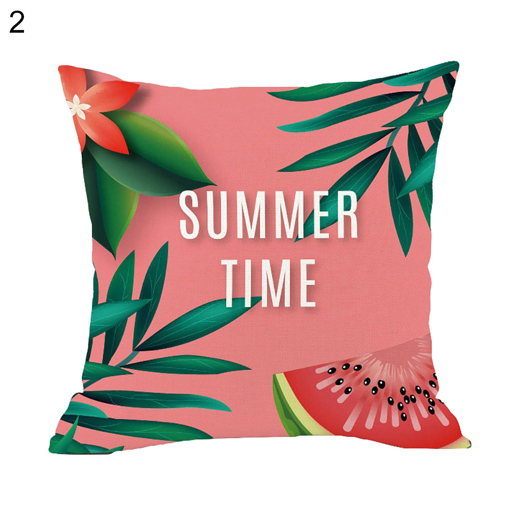 Colorful Tropical Leaves Flamingo Peach Skin Pillow Cover Cushion Decor Case