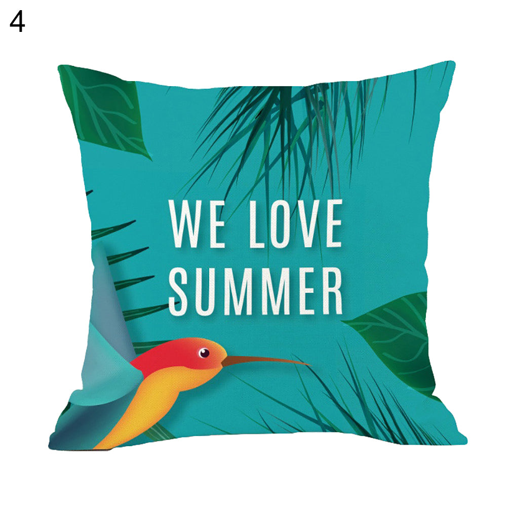 Colorful Tropical Leaves Flamingo Peach Skin Pillow Cover Cushion Decor Case