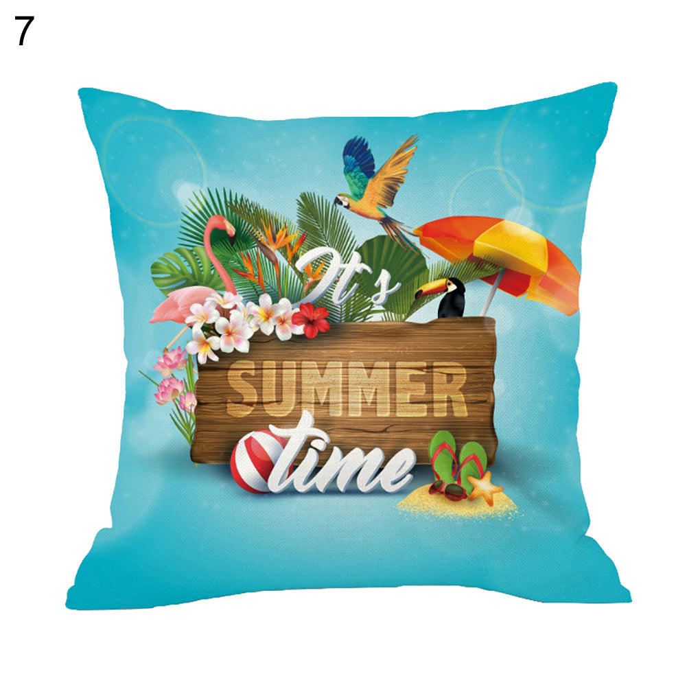 Colorful Tropical Leaves Flamingo Peach Skin Pillow Cover Cushion Decor Case