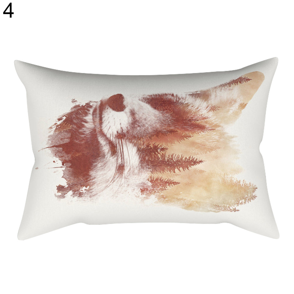 30x50cm Rectangular Bear Geometric Scenery Pillowcase Cushion Cover Home Decor