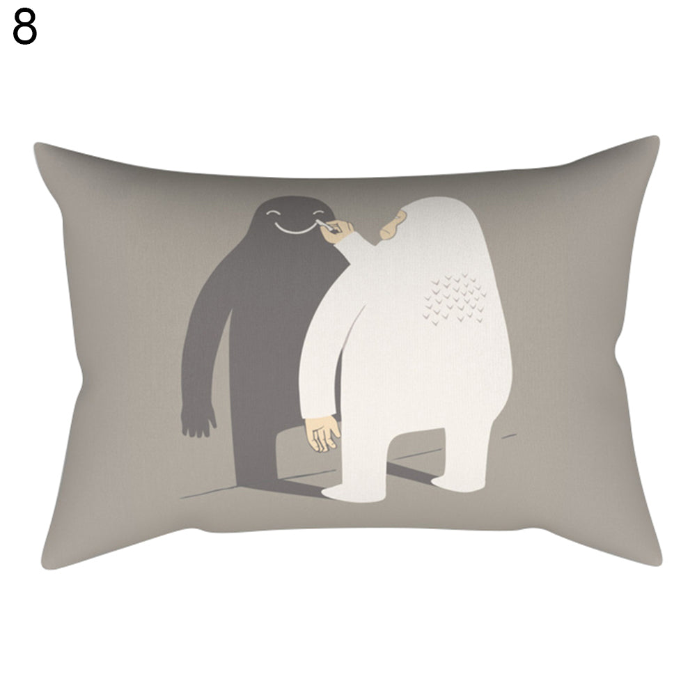 30x50cm Rectangular Bear Geometric Scenery Pillowcase Cushion Cover Home Decor