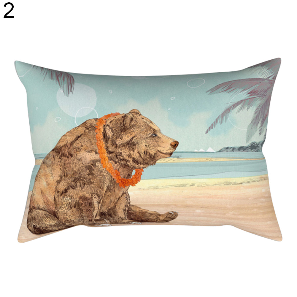 30x50cm Rectangular Bear Geometric Scenery Pillowcase Cushion Cover Home Decor