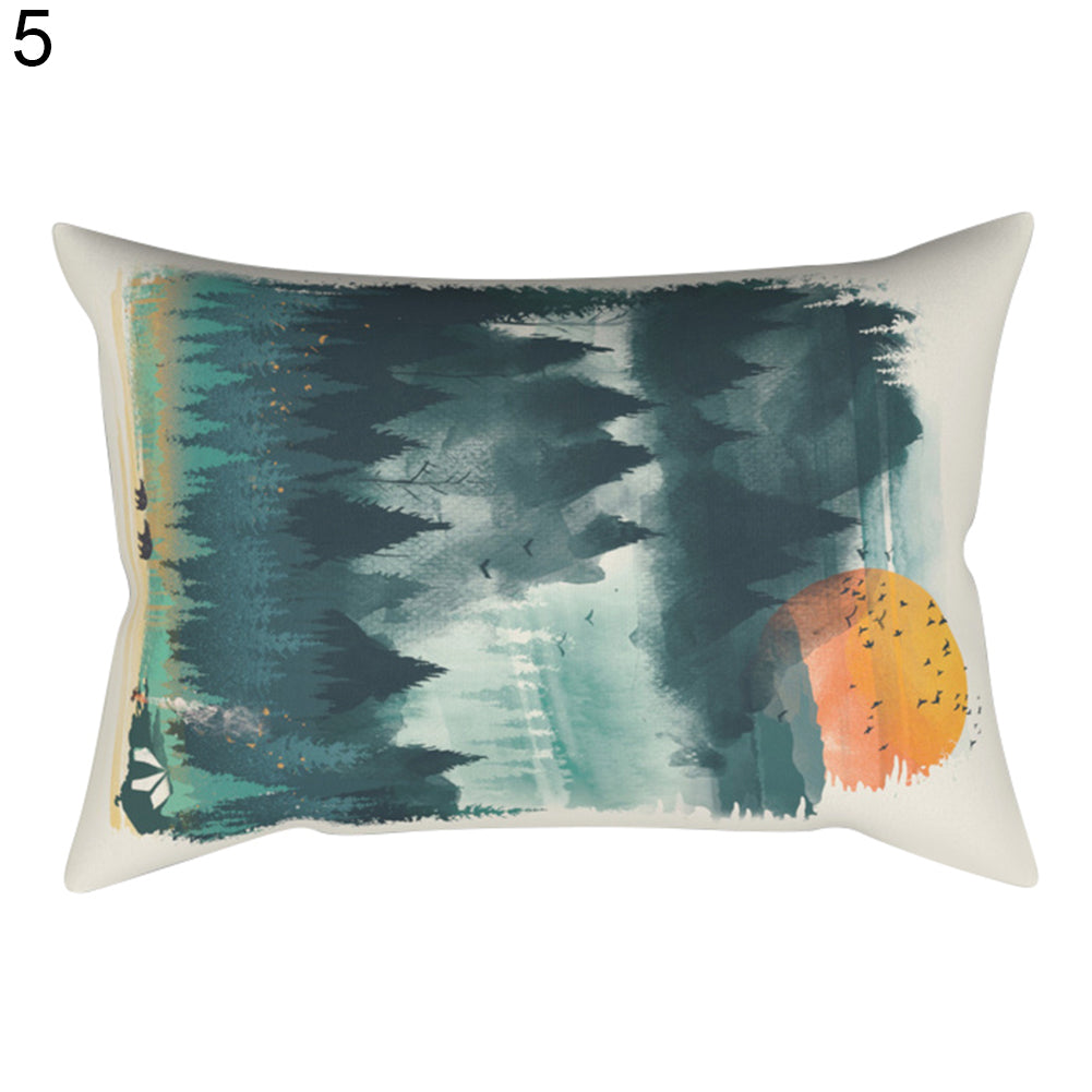 30x50cm Rectangular Bear Geometric Scenery Pillowcase Cushion Cover Home Decor