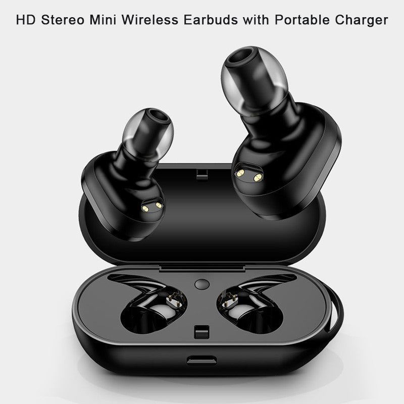 TWS Mini Headphones 3D Stereo Hands-free Noise Reduction Bluetooth Headset Wireless Earphones and Power Bank Box