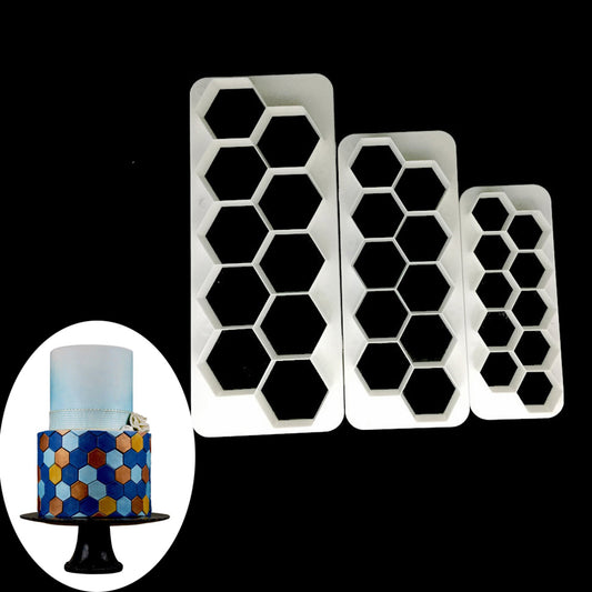 3Pcs Hexagon Biscuit Chocolate Cookies Cutter Fondant Cake DIY Decorative Mold