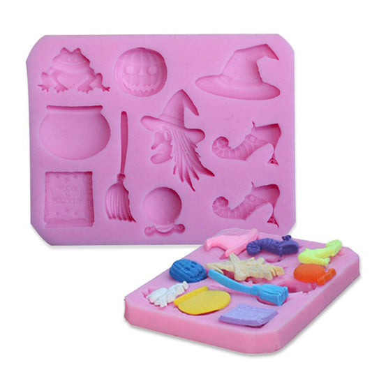Halloween Witch Broom Silicone Fondant Mold Sugarcraft Cake Decorating Tool