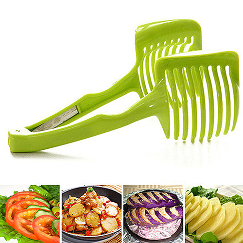 Food Fruit Vegetable Slicer Tomato Clip Holder Onions Cutter Kitchen Gadget