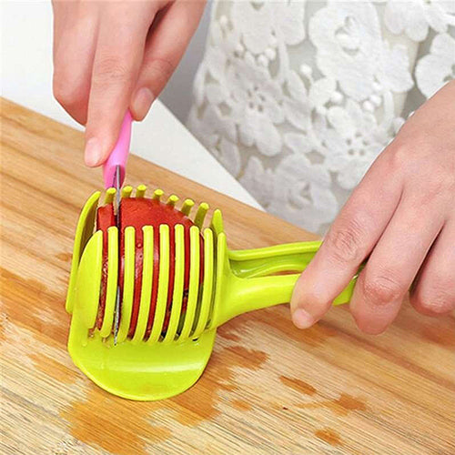 Food Fruit Vegetable Slicer Tomato Clip Holder Onions Cutter Kitchen Gadget