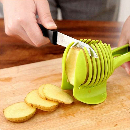 Food Fruit Vegetable Slicer Tomato Clip Holder Onions Cutter Kitchen Gadget