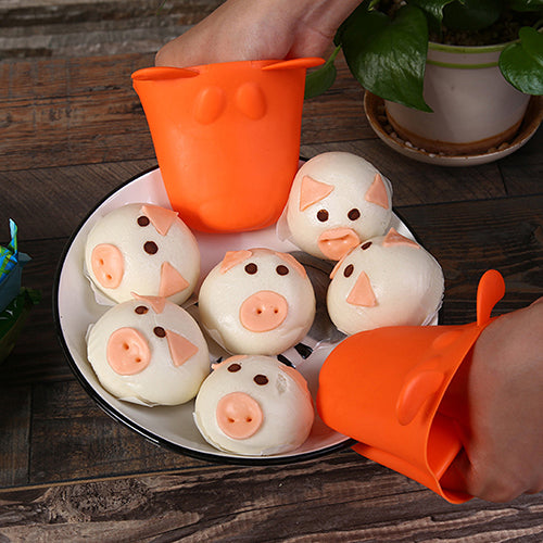 Cute Dog Heat-Resistant Kitchen Oven Holder BBQ Baking Silicone Mitt Glove Tool