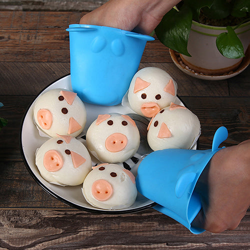 Cute Dog Heat-Resistant Kitchen Oven Holder BBQ Baking Silicone Mitt Glove Tool