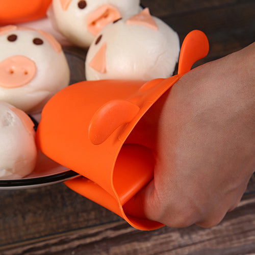 Cute Dog Heat-Resistant Kitchen Oven Holder BBQ Baking Silicone Mitt Glove Tool