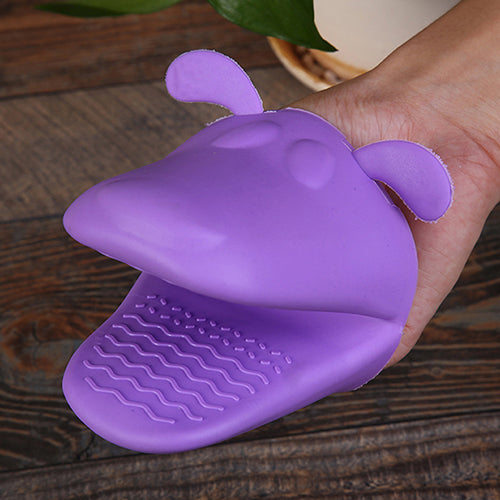 Cute Dog Heat-Resistant Kitchen Oven Holder BBQ Baking Silicone Mitt Glove Tool