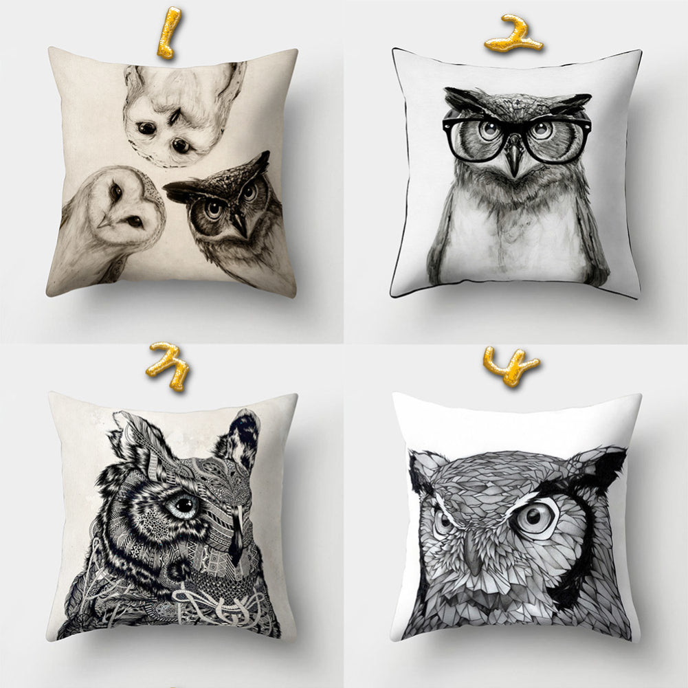 Cute Owl Animal Pillow Case Square Shape Cushion Cover Car Seat Sofa Decor