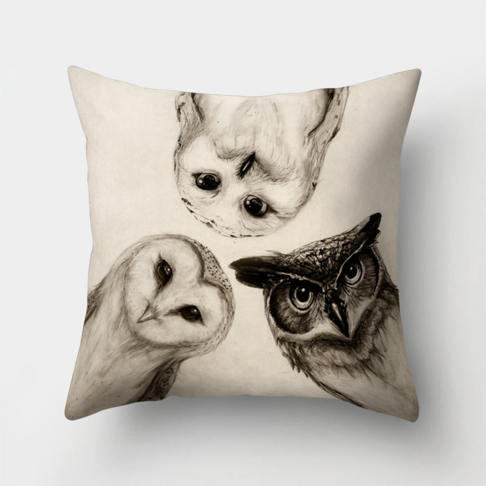 Cute Owl Animal Pillow Case Square Shape Cushion Cover Car Seat Sofa Decor