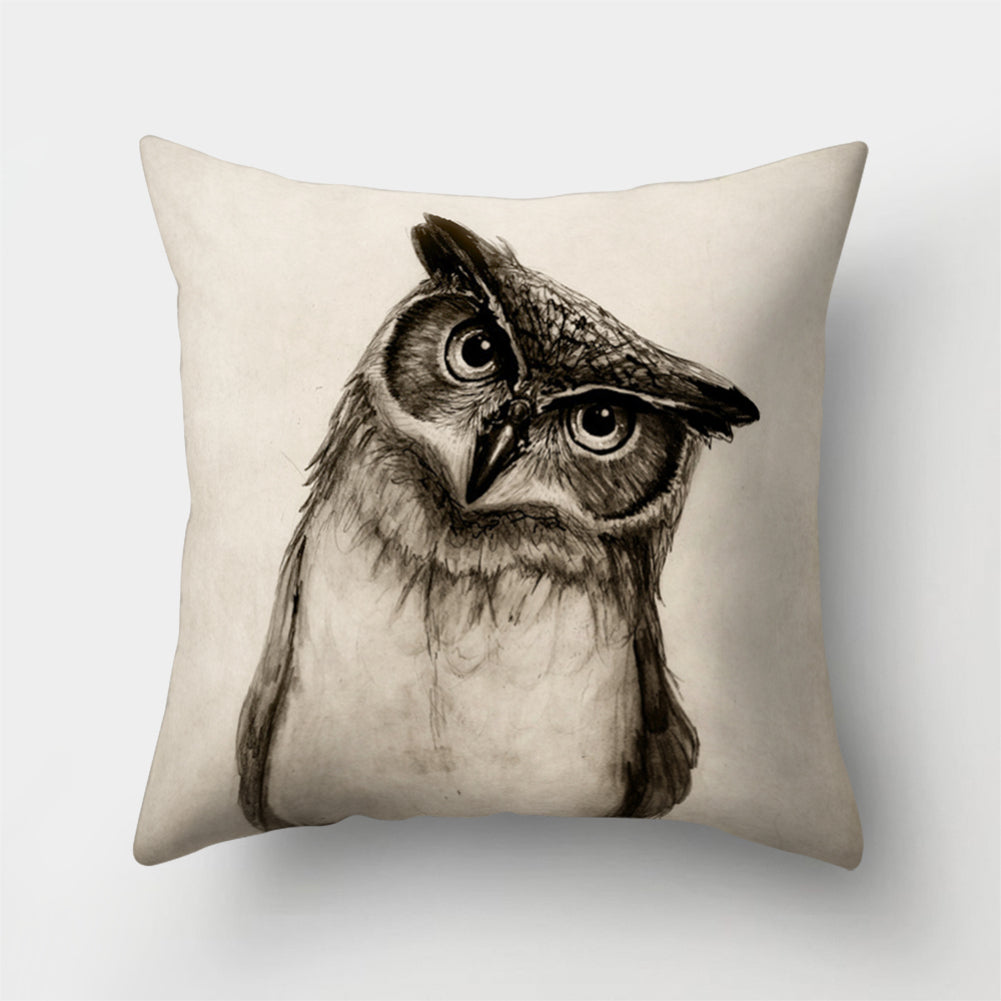 Cute Owl Animal Pillow Case Square Shape Cushion Cover Car Seat Sofa Decor