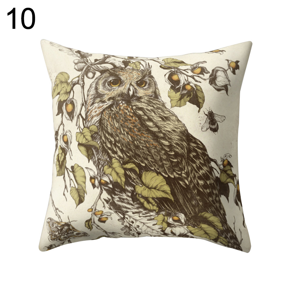 Cute Owl Animal Pillow Case Square Shape Cushion Cover Car Seat Sofa Decor