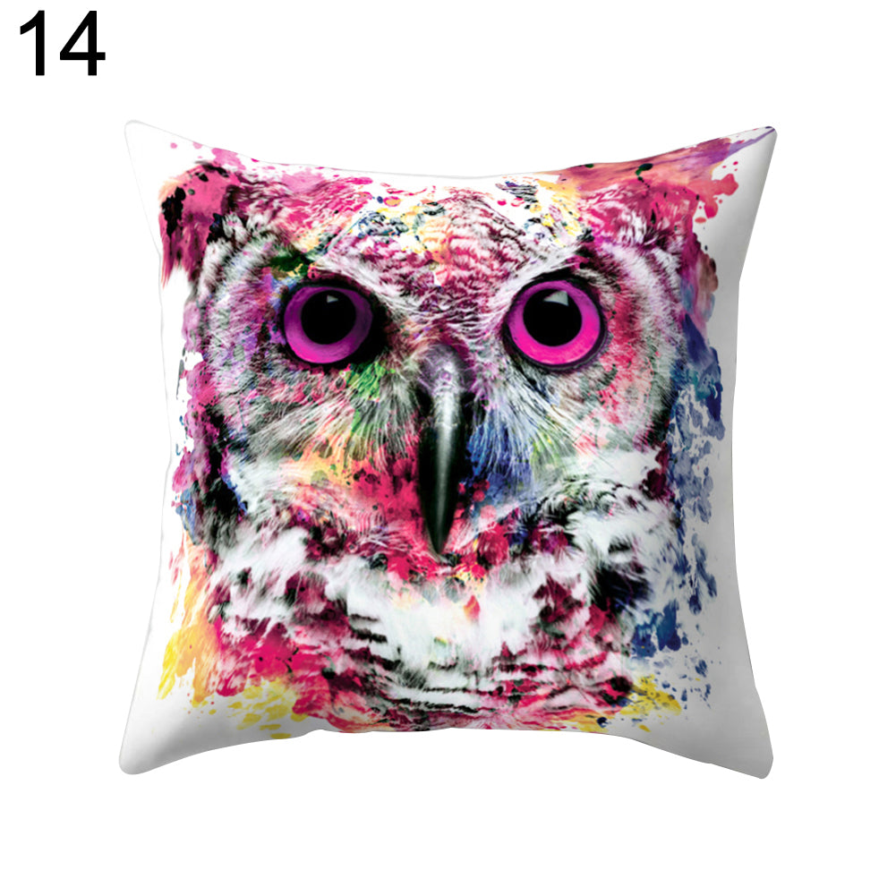 Cute Owl Animal Pillow Case Square Shape Cushion Cover Car Seat Sofa Decor