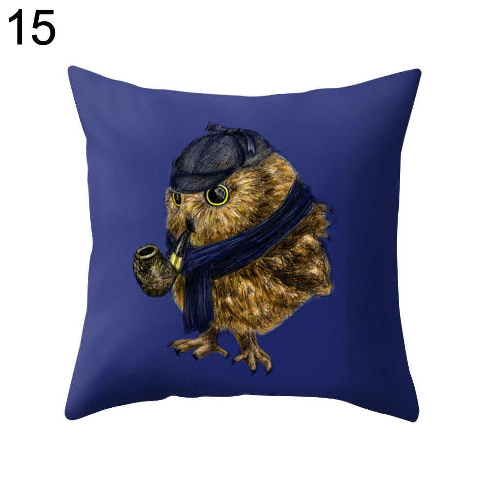 Cute Owl Animal Pillow Case Square Shape Cushion Cover Car Seat Sofa Decor