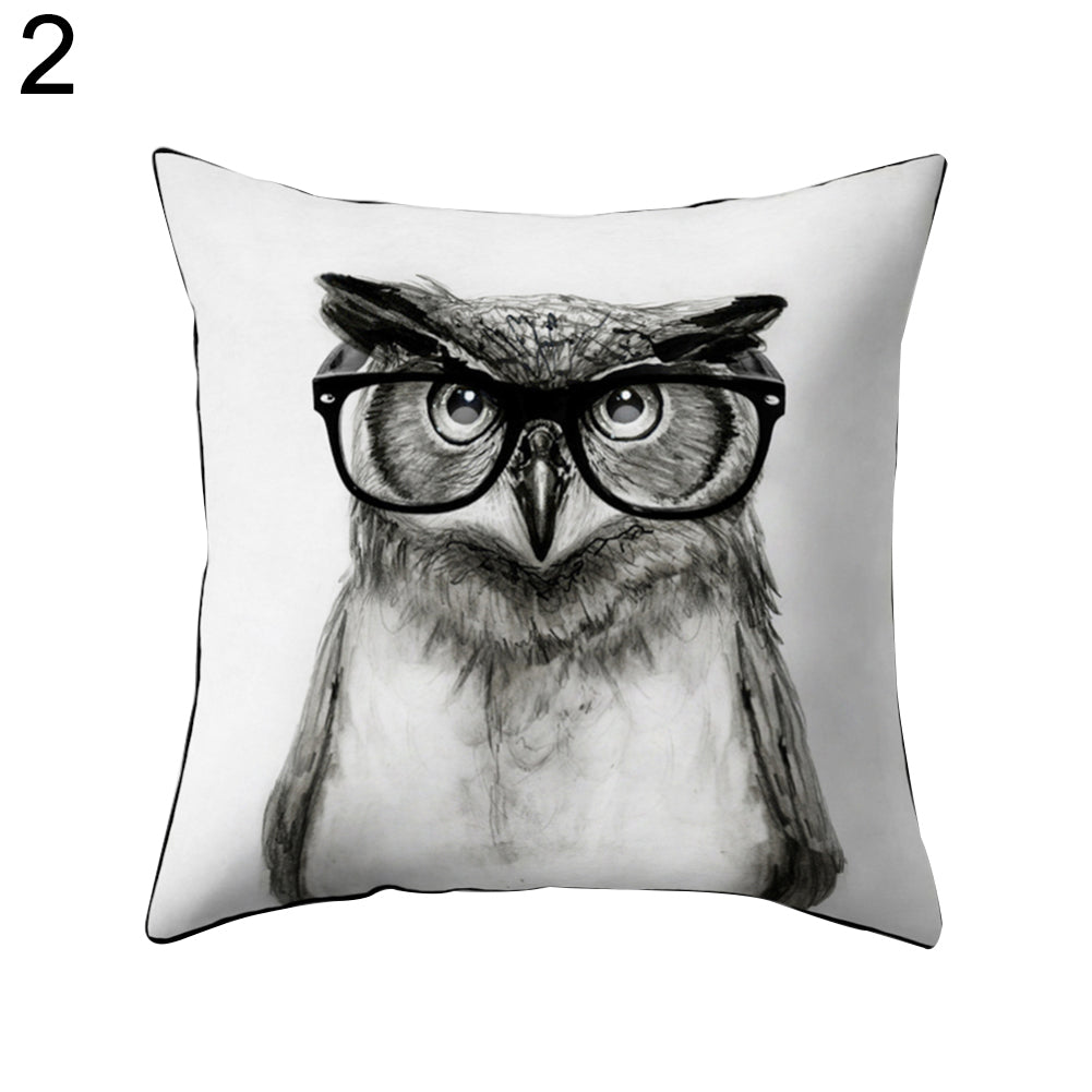Cute Owl Animal Pillow Case Square Shape Cushion Cover Car Seat Sofa Decor
