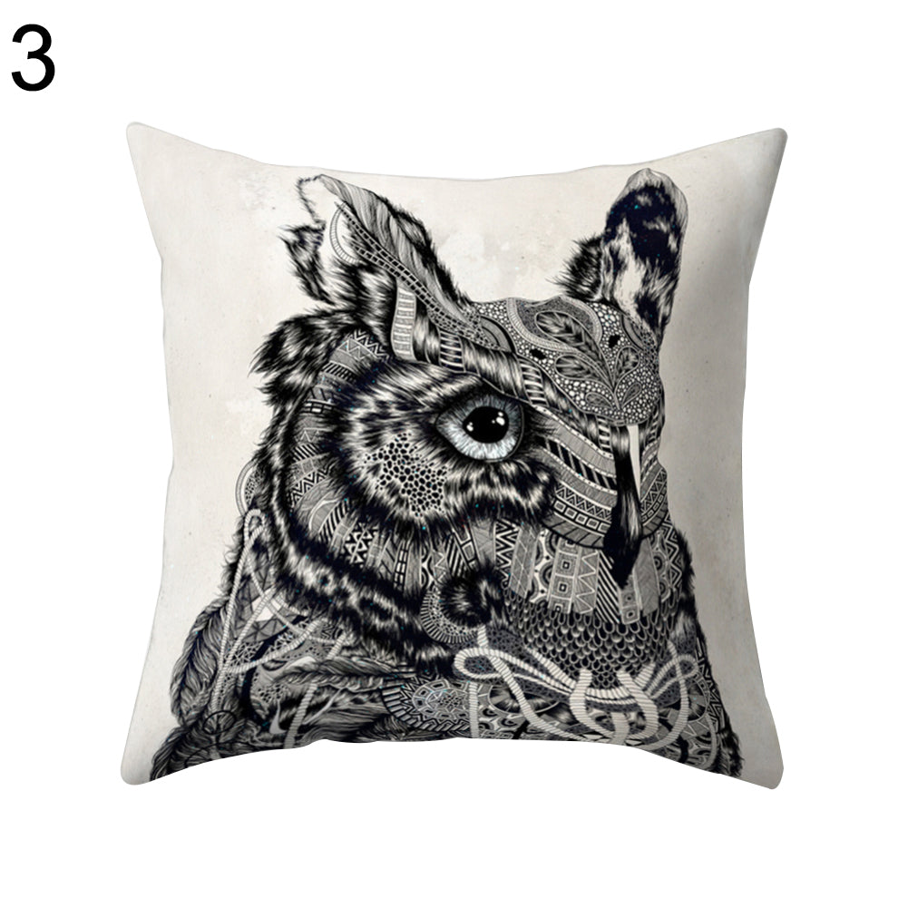 Cute Owl Animal Pillow Case Square Shape Cushion Cover Car Seat Sofa Decor