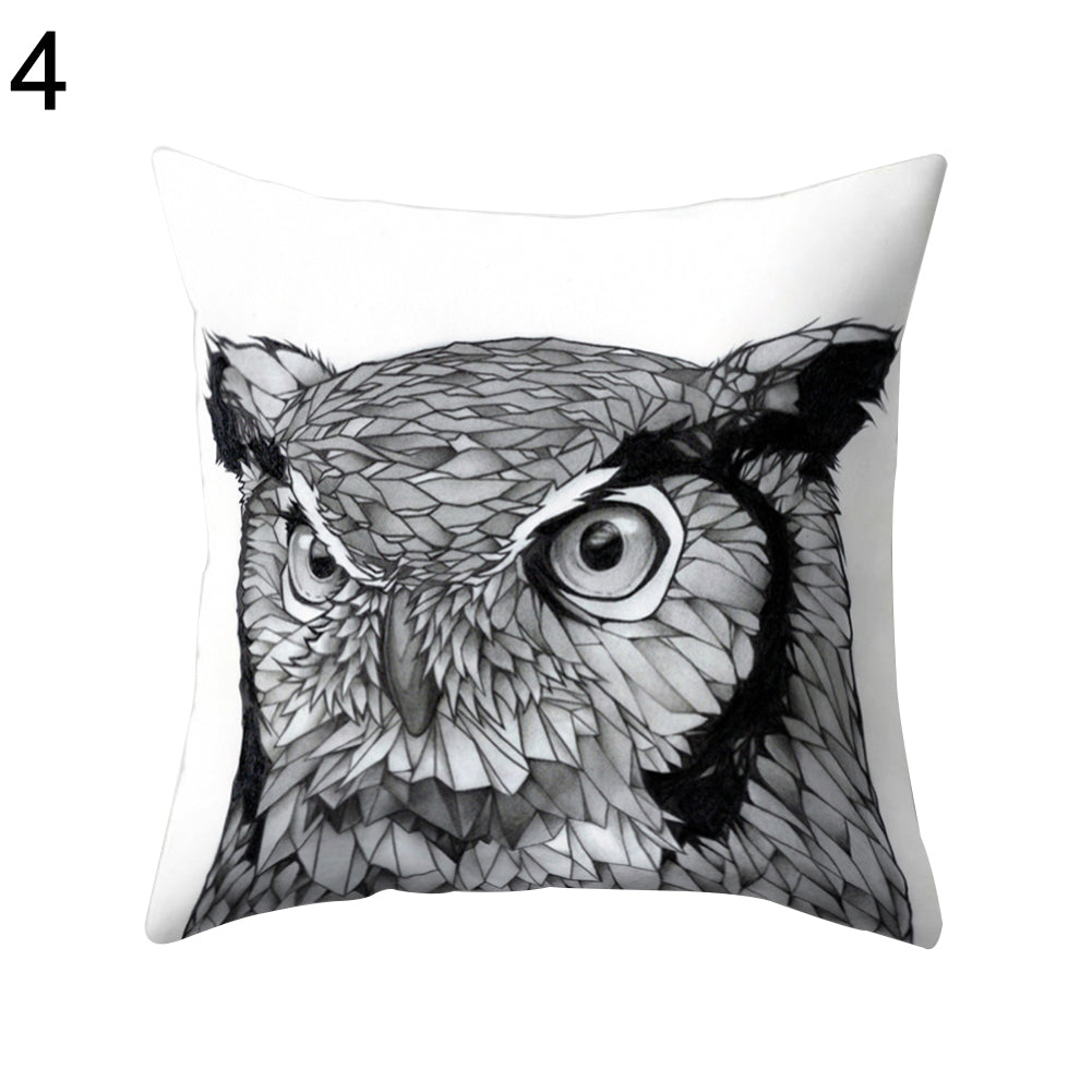 Cute Owl Animal Pillow Case Square Shape Cushion Cover Car Seat Sofa Decor